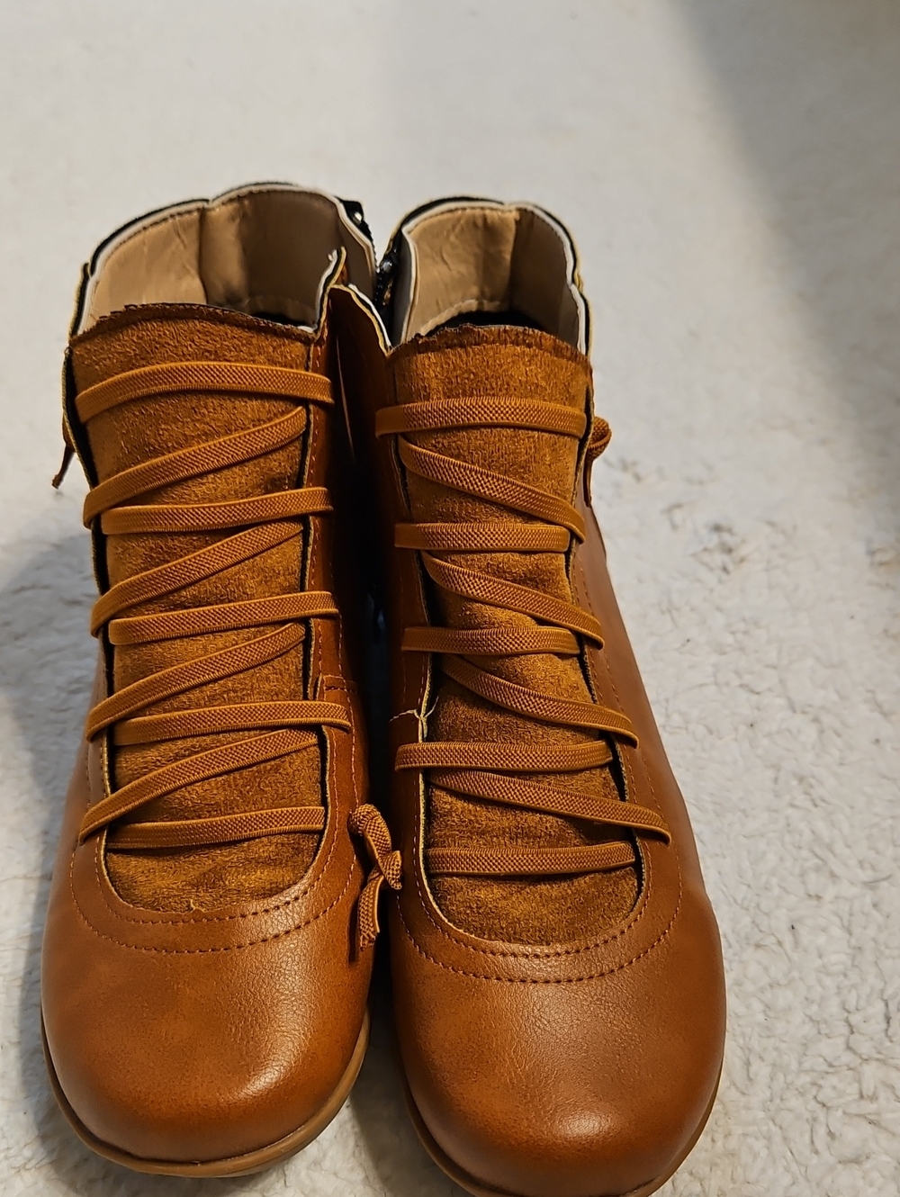 Women's Tan Lace-Up Ankle Boots
